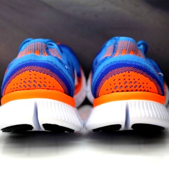 NEW in Box NIKE Free Flyknit 5.0 Shoes Men's Size 9.5 Blue Glow/Total Orange - Picture 7 of 12